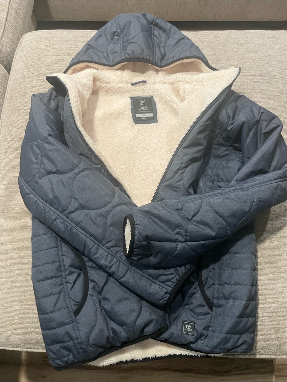 Rip Curl Quilted Hooded Puffer Jacket - Slate Gray